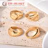 Nuevo anillo estampado de acero de titanio y oro auténtico, estilo frío, para mujer, joyería, entrega única.