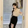 Camisa Blanca de Lujo con Lentejuelas y Mangas Largas para Mujer, Estilo Francés Primavera y Verano, Diseño Falso de Dos Piezas, Camisa de Nicho, Top Elegante