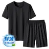 [M-8XL] Conjunto Esportivo Casual Masculino Verão Corrida Tamanho Grande Tamanho Grande Verão Seda de Gelo Camiseta de Manga Curta