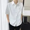 Novas Camisas Masculinas Primavera 2026 Disponíveis em Sete Cores~ Populares Camisas de Seda Gelada Estilo Vintage de Manga Média Direto do Fabricante, Dropshipping de Peça Única Disponível