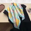 Pañuelo artístico floral de seda sintética estampada, pañuelo cuadrado pequeño, chal de alta gama, pañuelo para el cuello con protección solar, pañuelo para la cabeza, bufanda para mujer