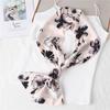 Bufanda de seda estampada de estilo coreano para mujer, larga y cuadrada, estilo seda, elegante, con flores, doble capa, profesional, de doble cara, fina y estrecha.