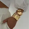 Pulseira Europeia e Americana Transfronteiriça Moda Multifacetada Curva Lisa Dourada Aberta Ajustável Desalinhada Irregular