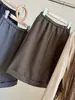 Falda Recta de Cinco Puntos con Dobladillo Elegante y de Moda Estilo Coreano para Mujer Otoño Nuevo Estilo Abertura Trasera Adelgazante Versátil Falda de Traje
