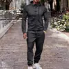 2026 Amazon Novo Outono Masculino Esportes ao Ar Livre Casual Moletom Cor Sólida Cardigan Conjunto de Tops