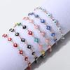 Pulsera Ojo Forma de Corazón Amor Gotas de Aceite Coloridas Oro 18k Engastado Moda Joyería Versátil Corazón Vertical Ojo del Diablo