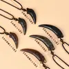 Colgante de Diente de Lobo de Obsidiana Natural al por Mayor para Hombres y Mujeres, Colgante de Collar Popular en Línea Protector del Año de Nacimiento de Parejas