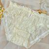 Pétalos rosados ~ Ropa interior japonesa de encaje con burbujas dulces Braguitas lindas de cintura media para mujer de verano finas