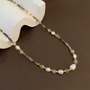 Colar de Contas Barroco Natural Personalizado para Mulheres Ins Golden Sun Ametista Nicho Dopamina Moda Clavícula Cadeia