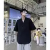 Camisa con Cuello de Solapa de Patrón Waffle para Hombre, Estilo Veraniego, Moda Madura, Cuello en V, Manga Corta, Color Sólido, Ropa de Diseñador Simple