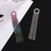 Pendientes de Borla Larga con Pedrería de Temperamento para Mujer, Boda, Actuación, Escenario, Gradiente Multicolor, Pendientes Adelgazantes Pendientes E775