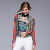 Camisa de Mujer de Estación Europea Boutique Nueva Verano 2019 Manga Larga Solapa Un Botón Estampada Vintage