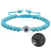 Pulsera Proyectora 100 Idiomas Europa y América Transfronteriza Te Amo Piedra Volcánica de 6 mm Turquesa Blanca Pulsera de Pareja