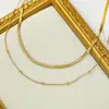 Nuevo Collar de Cadena de Bolas y Cadena de Serpiente Estilo Europeo y Americano Fresco para Mujer Cadena de Clavícula de Acero Inoxidable Apilada de Lujo Ligero Moda para Parejas