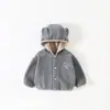 Chaqueta de forro polar para niños de otoño e invierno, cárdigan con capucha de oso lindo para niños y niñas, elegante y versátil para salir