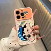 Funda de ventana grande de color contrastante de dibujos animados lindos adecuada para Apple 17 Pro Max, funda simple de anime 16/15 para niñas 14