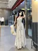 Vestido Feminino Plus Size Estilo Francês Primavera Bordado Retrô Vestido Camisola Saia para Esconder Barriga MM Gorda