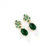 Pendientes de Jade Verde Estilo Vintage, Nicho Europeo y Americano, Lujo Ligero, Sencillos, Únicos, Versátiles, Modernos, Cobre Chapado en Oro, Piedra Semisemicircular