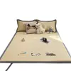 Conjunto de Três Peças de Matelassê Refrescante de Seda Etileno Grau A para Verão com Bordado de Grãos de Gelo, Matelassê Macio com Ar Condicionado, Estilo Lençol com Elástico, Lavável à Máquina