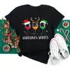 Maycaur Sombreros de Copa de Vino Navideños para Mujer Cuello Redondo Camiseta Negra