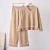 Conjunto de Punto de Moda Transfronterizo para Mujer Otoño/Invierno 2026 Nuevo Jersey de Punto Casual Holgado Conjunto de Dos Piezas