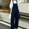 Overol de mezclilla casual para mujer, de cintura alta, pierna ancha, diseño de una sola pieza, adecuado para primavera y otoño, efecto rejuvenecedor y adelgazante, pantalón holgado y largo para figuras petite