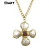 Wt-Jn346 Colgante Forma de Cruz de Molino de Viento con Concha, Amatista y Turquesa Cadena Delgada Collar Unisex