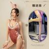 No es necesario quitarse el atuendo de terciopelo de conejita, Lindo uniforme sexy de encaje, Ropa interior sexy de talla grande, Traje hueco de tentación
