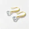 Venta Caliente Cruzada Pendiente de Plata de Ley S925 Forma de Gota de Agua Circonita Gancho para Oreja Mujeres Moda Simple Lujo Ligero Exquisito Versátil Pendientes