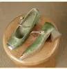 Zapatos de tacón alto Mary Jane de punta cuadrada con temperamento para mujer 2026 Primavera Verano estilo popular de una sola tira zapatos de cuero estilo chino tacones altos franceses