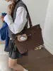 Bolsa de Ombro Feminina Design de Nicho Estampa de Leopardo Retrô Moda Versátil Grande Capacidade Bolsa de Mão para o Dia a Dia