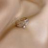 Anel de Flor de Rosa de Camada Dupla para Mulheres, Estilo Doce Refrescante com Espinhos, Empilhável, Anel Aberto Elegante para o Dia a Dia, Anel de Dedo Indicador com Folha, Moderno