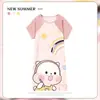 Pijama Feminino Verão Manga Curta Fino Desenho Animado Pequeno Fresco Fofo Estilo Ins Solto Camisola Doce Estudante Roupas de Casa