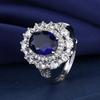 Conjunto de tres piezas europeo y americano con gemas de zafiro azul de colores, collar, anillo y pendientes de diamantes con incrustaciones de lujo para mujer. Comercio electrónico transfronterizo.