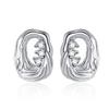Brincos de textura simples femininos S925 design de nicho brincos de zircônio com textura única joias para orelha atacado