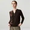 Nuevo Top Térmico de Punto de Cachemira Otoño Invierno Moda Suave Cómodo Color Sólido Holgado Adelgazante Cuello Tijera para Mujer
