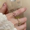 Anillo abierto de circonita de flor de cerezo japonesa y coreana para mujer 2024 nuevo diseño simple de nicho de alto sentido anillo de comida al por mayor