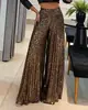 Comercio Exterior Europeo y Americano ropa de mujer ebay Amazon estación independiente pantalones de pierna ancha color liso pantalones rectos de cintura alta para mujer