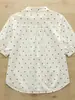 Camisa Blanca de Puro Algodón Estilo Coreano para Mujer, Manga Corta, Holgada Casual de Lunares, Top Elegante de Puro Algodón a la Altura del Hombro para Verano