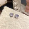 Pendientes de Corte de Fuegos Artificiales Azules Brillantes de Lujo Ligero para Mujer, Pendientes de Moda de Nicho para el Lóbulo de la Oreja, Pendientes de Diamante de Alto Carbono Color Rojo Rosa