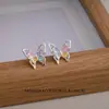 Brincos de Zircônia Borboleta de Alto Padrão Nicho Estilo Primavera para Mulheres, Brincos de Temperamento Luxo Leve, Brincos Pequenos Versáteis Minimalistas