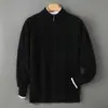Cardigã com Zíper 100% Lã Pura para Homens, Suéter Espesso Quente para Outono e Inverno com Ponto Trançado, Jaqueta de Tricô de Caxemira Business Casual