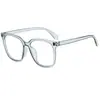 Nuevas monturas de gafas de moda trendy, montura grande con lentes planas azules de bloqueo de luz azul trendy en forma de D para miopía, efecto adelgazante, unisex