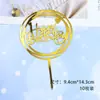 Decoração de bolo de aniversário plug-in acrílico Inglês Grande B inserção de cartão amor redondo dourado mesa de sobremesa enfeite