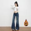 Naranja Infantil # Chica Caliente Americana de la Calle Principal Jeans Bootcut de Cintura Baja con Forro Polar para Mujer, Sueltos, Ajustados, Modernos y Versátiles Pantalones Largos hasta el Piso