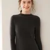 Nova coleção outono e inverno de suéteres de cashmere de alta costura ready-to-wear para mulheres, suéter de malha canelada gola alta meia, malha versátil de corte justo