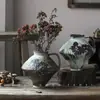 Vaso Cerâmico, Vaso de Grés, Arranjo de Flores, Hotel B&B Artesanal Retrô, Flores Secas ao Ar Wabi-Sabi, Ornamentos Zen