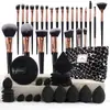 Conjunto de Ferramentas de Beleza Multi-Peça Transfronteiriço com 30 Peças: Pincéis de Maquiagem, Esponjas de Pó, Conjunto Grande para Lavagem Facial