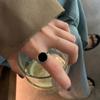 Anel Oval Geométrico Vazado com Esmalte Drip Japonês e Coreano para Mulheres, Anel Aberto Geométrico de Personalidade da Moda Vintage, Anel para Dedo Indicador, Transfronteiriço