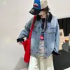 Chaqueta de mezclilla de otoño para niñas mayores, ropa infantil, nuevo estilo de otoño para niñas, chaqueta de mezclilla casual con un cuello elegante